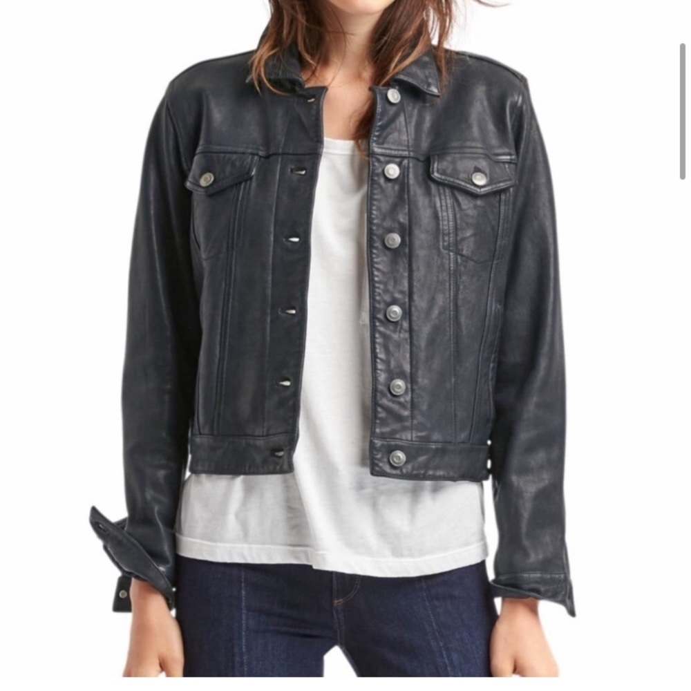 Vintage Real Leather Gap Button Down Jacket